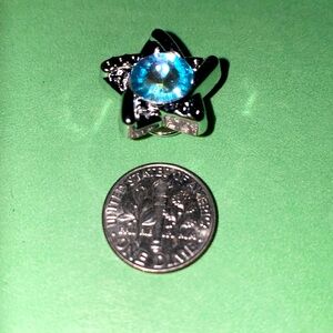 (10 for $15) Silver Star w/ clear blue rhinestone plastic Crocs Shoe Charms